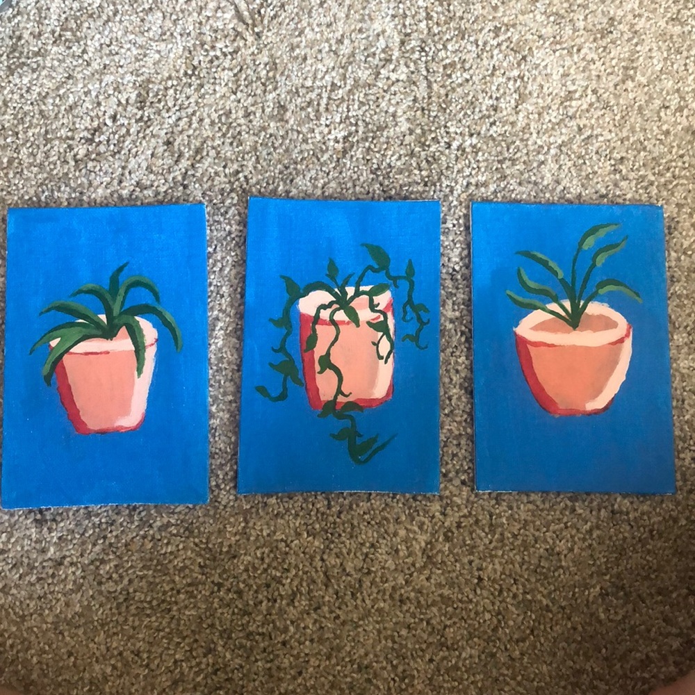 Hand Painted Plant Mini Canvas